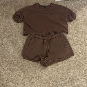 PacSun + Forever 21 bundle - brown crop top and sweat shorts set